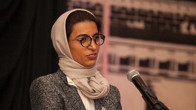 Noura Al Kaabi, chief executive officer of twofour54, speaks at the Global Education Summit in Washington. Courtesy Twofour54