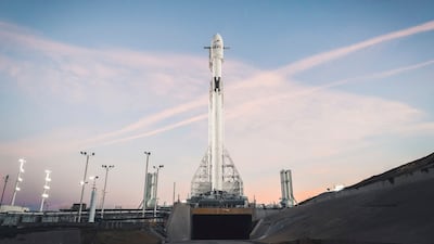 SpaceX Falcon 9 rocket before liftoff from Vandenberg Air Force Base in December. SpaceX