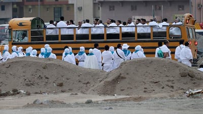 Muslim pilgrims head to Mount Arafat. Hassan Ammar / AP Photo