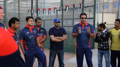 Maratha Arabians, one of the franchises competing in the T10 Cricket League this week, train ahead of the curtain raiser. Courtesy Maratha Arabians
