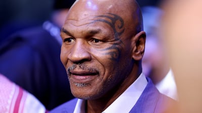 Former world heavyweight champion Mike Tyson looks on prior to the cruiserweight fight between Jake Paul and Tommy Fury at the Diriyah Arena. Getty Images