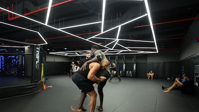 France's Ciryl Gane trains at the Tripl3 Gym in Dubai.