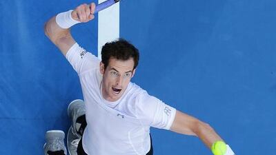 Andy Murray of Great Britain serves in the men’s single match against Nick Krygios of Australia Green during day four of the 2016 Hopman Cup at Perth Arena on January 6, 2016 in Perth, Australia. (Photo by Will Russell/Getty Images