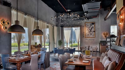 The vast space is a mix of stylish design and folksy flair