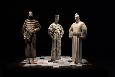 The Loro Piana exhibition unfolds as an immersive landscape, integrating textures, natural materials and a rich colour palette. Photo: Loro Piana