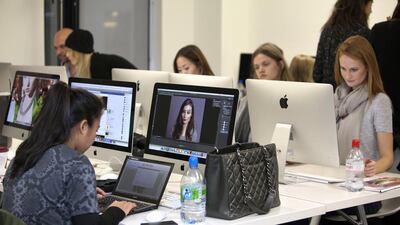 Students working during a visual communication class at the Conde Nast College of Fashion and Design, in London on November 11, 2013. Randi Sokoloff for The National