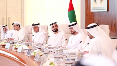 The UAE Cabinet, chaired by Sheikh Mohammed bin Rashid. Wam