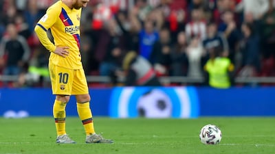 Barcelona's Lionel Messi after Inaki Williams scored for Bilbao. AFP