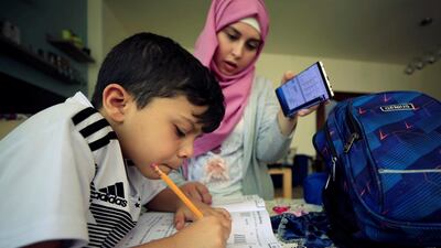 A boy studies online from home as schools close to prevent the spread of Covid-19 in Sidon, Lebanon. Reuters
