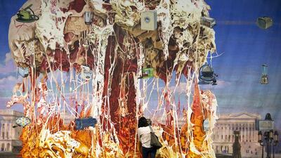 The art installation Capitol Viscera Applicances mural (2011) by US artist Jim Shaw, represented by the galleries Blum and Poe (Los Angeles), Simon Lee (London) and Metro Pictures (New York), is on display. Georgios Kefalas / EPA