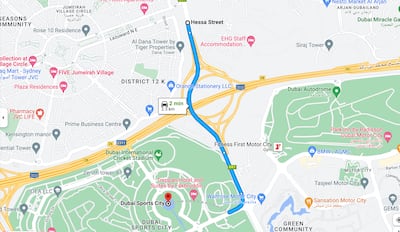 Smooth traffic on Hessa Street on Sunday morning but motorist have been warned of delays in the evening. Photo: Google Maps