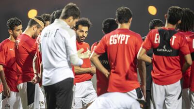 Egypt's forward Mohamed Salah and teammates attend a training session. AFP