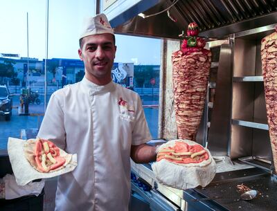 Shawerma Al Farooj in Satwa is among many hole-in-the-wall shawarma joints the writer frequents. Victor Besa / The National