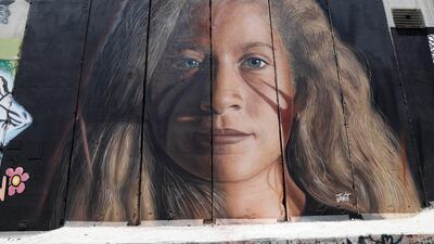A mural by Jorit Agoch depicting Ahed Tamimi, a 17-year-old Palestinian campaigner against Israel's occupation, on the Israeli separation wall in the West Bank city of Bethlehem, 29 July 2018. EPA