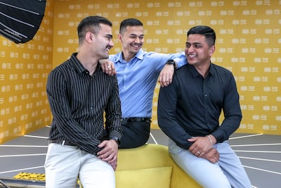 Sandeep BK, Tayab Khan and Shishir Paudel named their lottery syndicate Future Millionaires. Victor Besa / The National