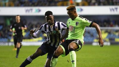 Bournemouth’s Jordan Ibe vies for possession with Millwall’s Fred Onyedinma during their FA Cup third-round match at The Den on January 7, 2017 in London, England. Ian Walton / Getty Images