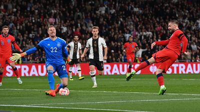 GERMANY RATINGS: Marc-Andre ter Stegen 8: Barca keeper continued in goal with Neuer out with Covid and made excellent one-handed save from Sterling in first half. Produced another fine stop to turn Saka wide in last minute. Got leg to Shaw’s shot that crept over line. AFP