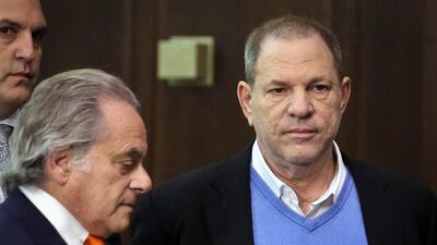 Harvey Weinstein, right, appears at his arraignment with his lawyer Benjamin Brafman, in Manhattan Criminal Court on Friday. Jefferson Siegel / New York Daily News via AP, Pool