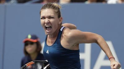 Simona Halep celebrates her win over Carla Suarez Navarro at the US Open on Monday. Peter Foley / EPA / September 5, 2016