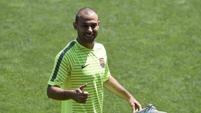 Barcelona's Javier Mascherano leaves the team's training session on Tuesday as they prepare for the Champions League final on Saturday against Juventus. Josep Lago / AFP / June 2, 2015