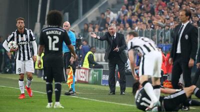 Carlo Ancelotti looks on during Real Madrid's Uefa Champions League semi-final first leg defeat to Juventus. Stefano Rellandini / Reuters