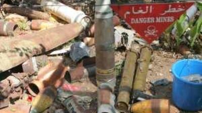 Unexploded ordnance collected by the United Nations in Tyre in south Lebanon.