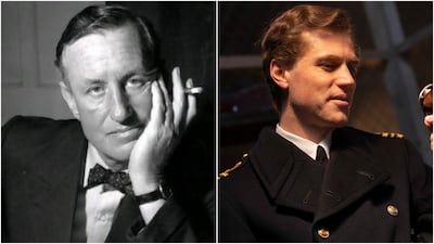 Intelligence officer Ian Fleming, left, is believed to have come up with the idea for Operation Mincemeat. Fleming is played by Johnny Flynn in the movie. Photo: Getty Images and Netflix