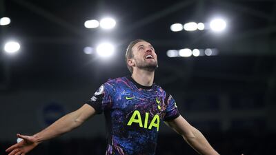 Harry Kane celebrates after scoring Spurs' second goal. Getty