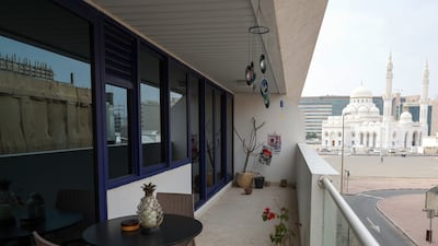 The balcony at the apartment.