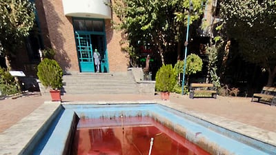 Red waters at Honarmandan Park in Tehran. Activists took to Twitter and described the red fountains as ‘works of art’, giving them the collective title ‘Tehran covered in blood’.