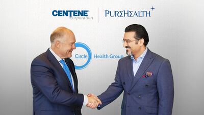 Brent Layton (left), senior advisor of Centene Corporation, and Farhan Malik, managing director and group chief executive of Pure Health. Photo: Pure Health