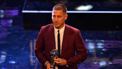 Chelsea player Eden Hazard receives the FIFA FIFPro World Eleven award. EPA
