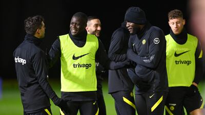 Cesar Azpilicueta, Malang Sarr and Romelu Lukaku during a training session at Chelsea Training Ground on January 4. All photos Getty Images
