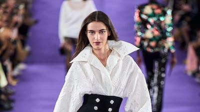 Saudi model Amira Al Zuhair at the Alexis Mabille autumn/winter haute couture show during Paris Haute Couture Week. Getty