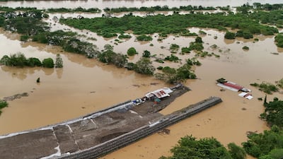 Houses and rice fields are flooded in Tuguegarao City, north of Manila. AFP