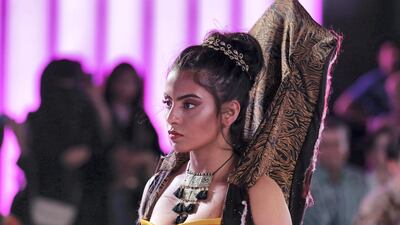 Designs by student designer Lamya Divasali, the collection takes inspiration from Sands of Time. Esmod Fashion Show.