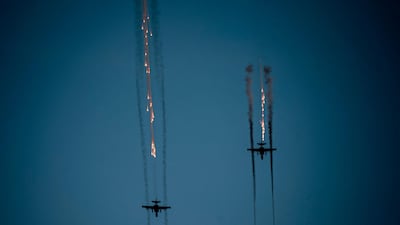 Russian Su-25 fighter jets launch rockets during military exercises at the Prudboy range in Volgograd region, Southern Russia during the "Caucasus-2020" military drills gathering China, Iran, Pakistan and Myanmar troops, along with ex-Soviet Armenia, Azerbaijan and Belarus. AFP