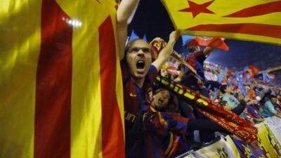 Barcelona fans show their support for Catalonian independence in a match against Valencia earlier this year.