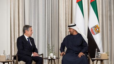 Sheikh Mohamed and Mr Blinken. Ryan Carter / UAE Presidential Court