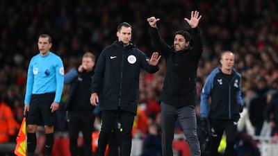 Arsenal manager Mikel Arteta reacts on the touchline against Newcastle. Getty
