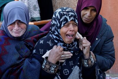 Mourners at the funeral of Palestinians killed in Israeli strikes in Khan Younis in the southern Gaza Strip on Wednesday. Reuters