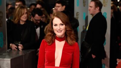 Julianne Moore, in Tom Ford, attends the Baftas at the Royal Opera House on February 8, 2015 in London, England. Getty Images