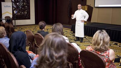 Executive Chef Thomas Pendarovsky speaks at a Pure Heart job fair designed to guide cancer survivors to find their place in the workforce with an objective to lead a normal life once again. Antonie Robertson/The National