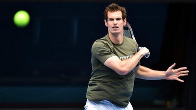 Andy Murray returns serve during a practice session on Friday ahead of the Australian Open in Melbourne. Julian Smith / EPA