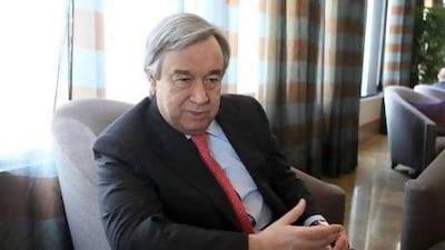 Antonio Guterres, the head of the United Nations High Commissioner for Refugees, wants to see the UAE’s humanitarian aid integrated with that of other international organisations. Fatima Al Marzooqi / The National