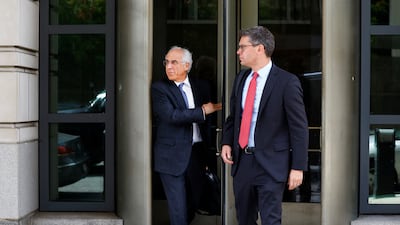 TikTok lawyer Andrew J Pincus, left, leaves after a US Court of Appeals hearing at the US District Court in Washington on September 16. TikTok and parent company ByteDance are seeking to block a law that could ban the app used by 170 million Americans. Reuters