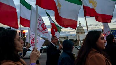 Protesters march past the US Capitol in Washington, in solidarity with protests in Iran. AP