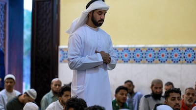 Eid Al Fitr morning prayers at Bani Hashim Mosque. Victor Besa / The National