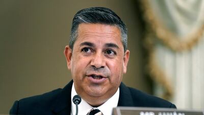 Ben Ray Lujan, a senator from New Mexico, speaks at a hearing on September 30, 2021, in Washington. AP