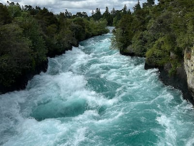 We hear Huka Falls before we see them, but they're a sight to behold. Tom Evans / The National